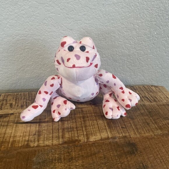 Love Frog - Plush Valentine'S Day Anniversary Pink Red Heart Printed Small 8” - Picture 3 of 9